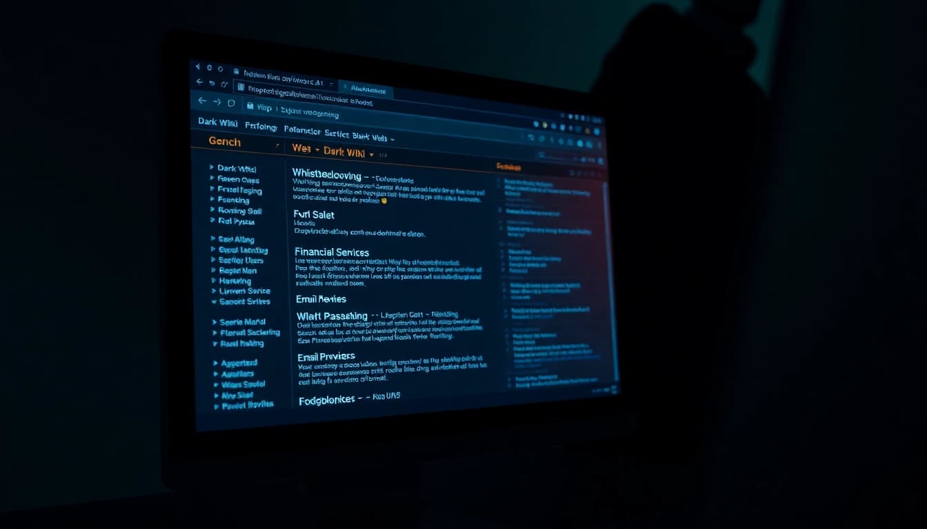 Explore the hidden wiki 2025 with active dark web links displayed on a mysterious computer screen.