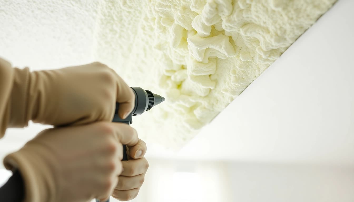 Efficient spray foam removal for mortgage process, showcasing expert technique in a clean environment.