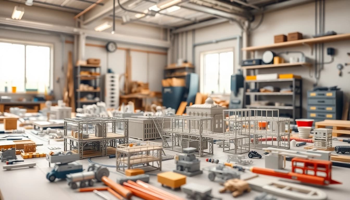 Industriemodellbau zeigt das präzise Arbeiten an Miniaturmodellen in einer professionellen Umgebung.