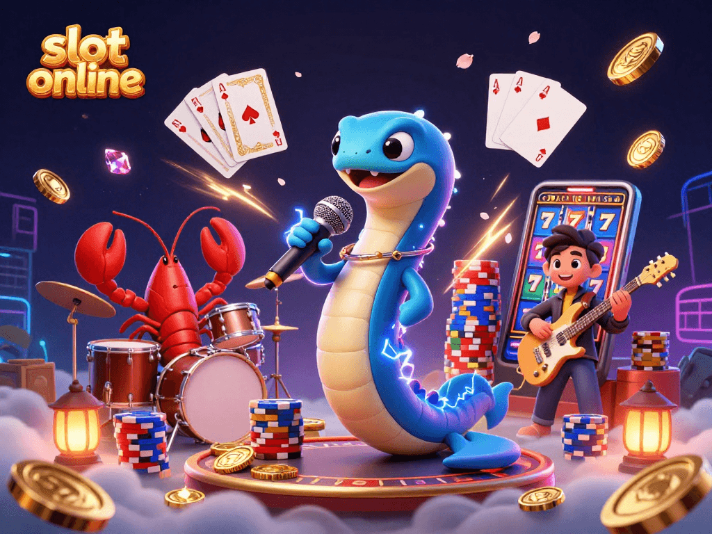 Experience thrilling slot online excitement with our vibrant underwater casino scene featuring an electric eel DJ.