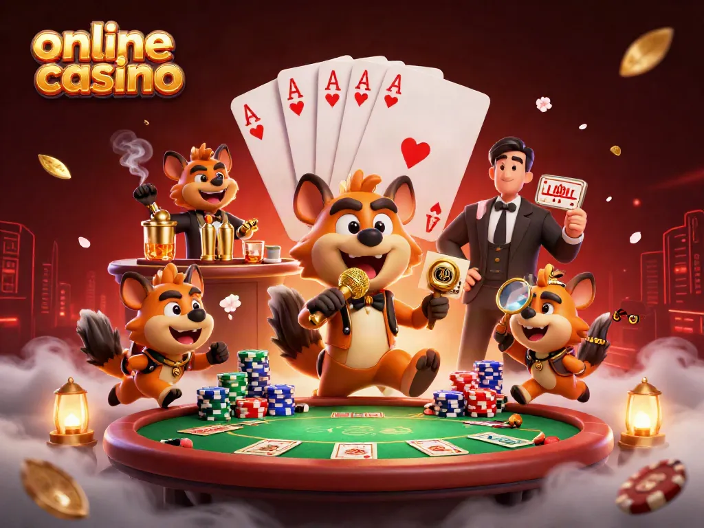 Juega en un emocionante casino online donde los personajes animados interactúan en un ambiente vibrante.