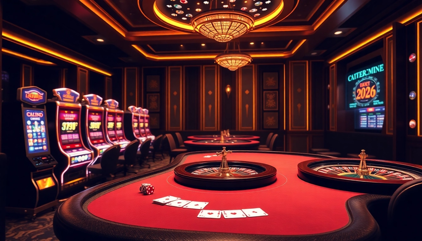 Participez à une action palpitante dans un luxueux casino en ligne 2026 avec des machines à sous vibrantes et des tables de poker élégantes.