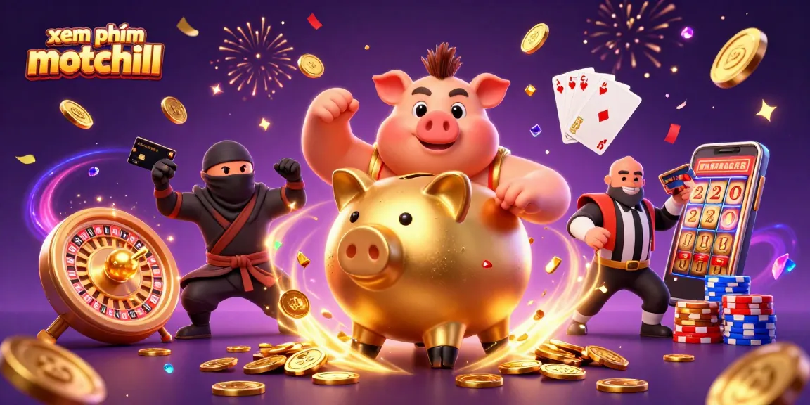 Engaging scene showcasing xem phim motchill with vibrant 3D characters, depicting exciting casino elements and celebrations.
