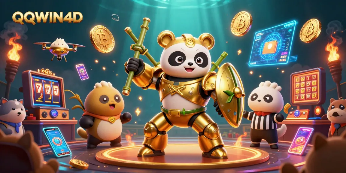 QQWIN4D menang besar dengan permainan mesin slot dalam ilustrasi kasino yang menakjubkan.