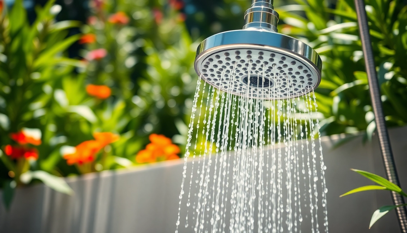 Installations from sunny shower usa inc showcase modern outdoor shower designs in serene settings.