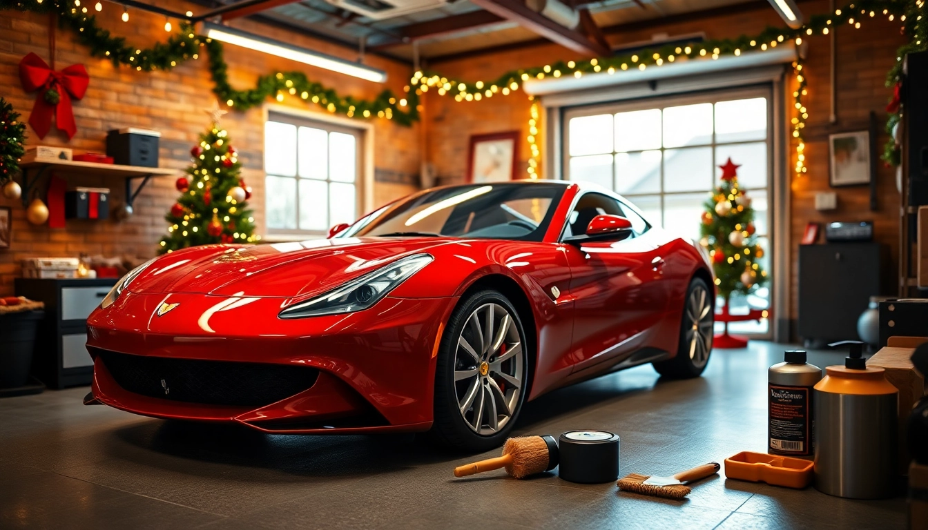 Enhance your holidays with a Christmas car detailing gift showcasing a beautifully detailed red sports car.
