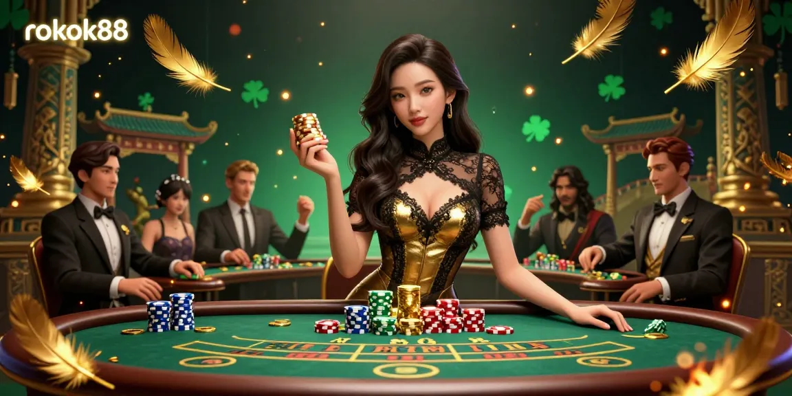 Experience high-stakes gaming at rokok88, where the glamour of baccarat meets golden casino elements.