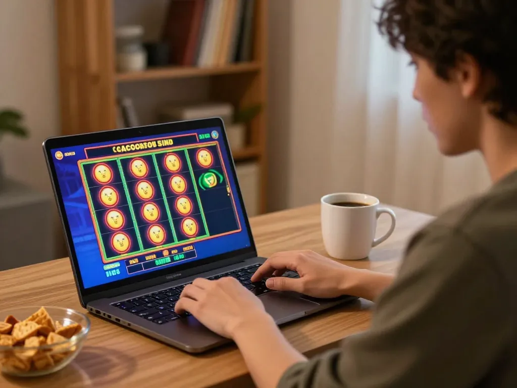 Engaging scene of a gamer playing slot gacor sore ini online, showcasing excitement and strategic fun.