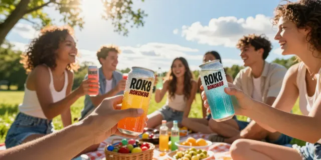 Refreshing ROKOK88 soda enjoyed during a sunny picnic with friends.