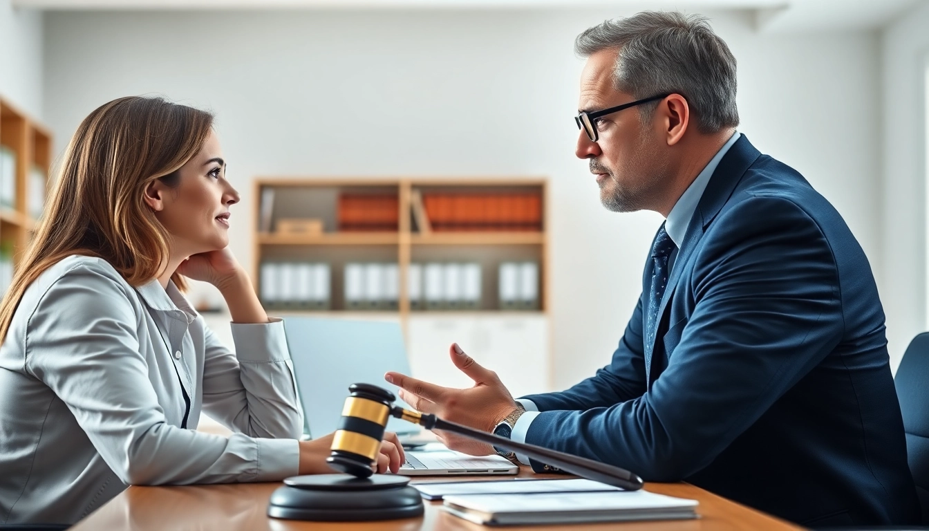 Truck accident attorney Clearwater consulting clients in a professional office setting.