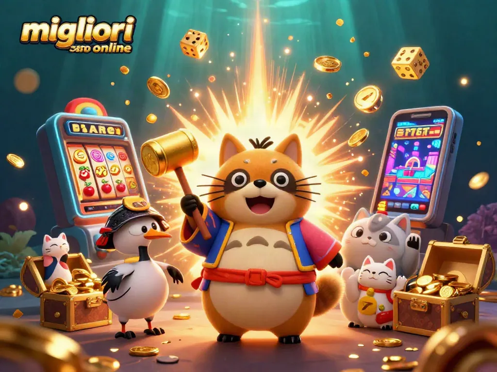 Immagine accattivante dei migliori casino online che mostrano simboli e giochi in un'ambientazione festosa e colorata.