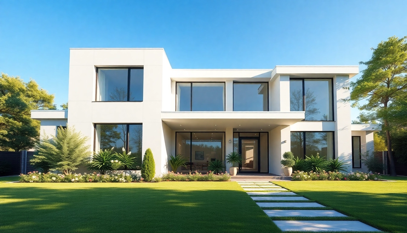 Boston residential architecture firm showcasing a modern home with elegant design elements and lush surroundings.