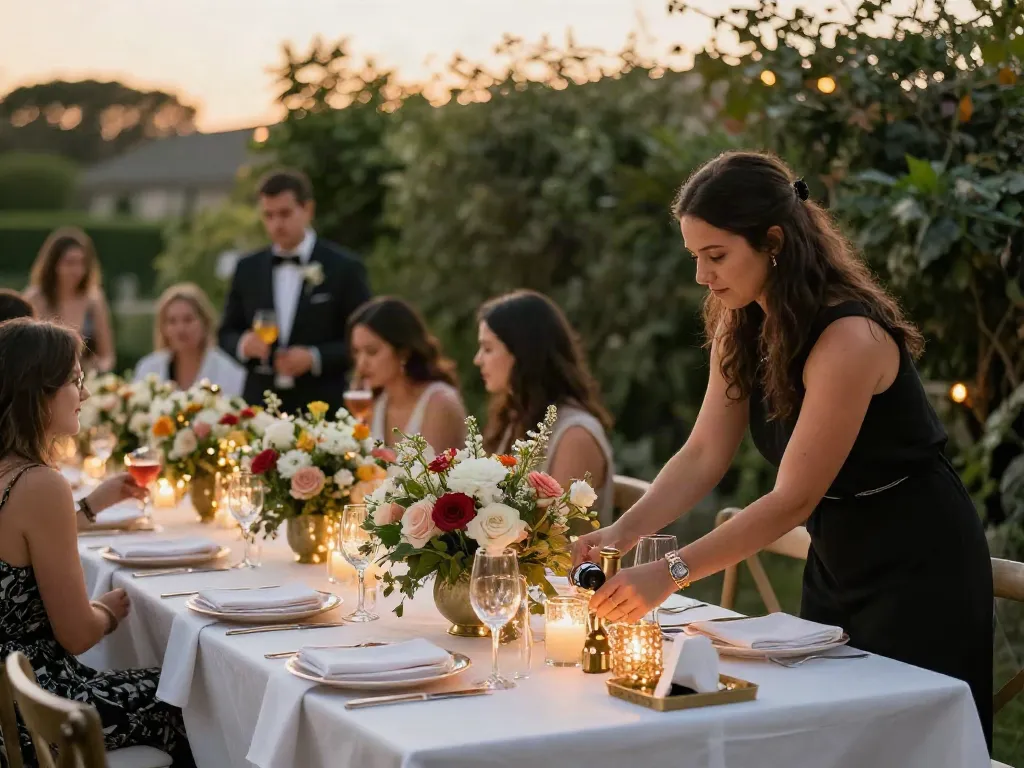 Event rentals setup featuring elegant wedding decoration and floral arrangements.
