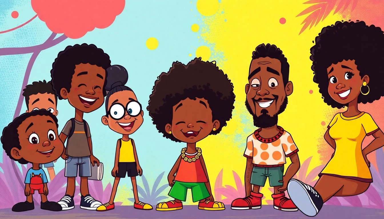 A captivating illustration of iconic African American cartoons celebrating diversity and culture.