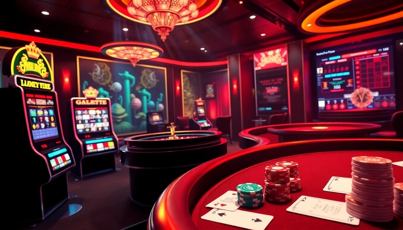 Interface de jeu en ligne passionnante représentant le casino en ligne 2026 avec des machines à sous et une roulette vibrantes.