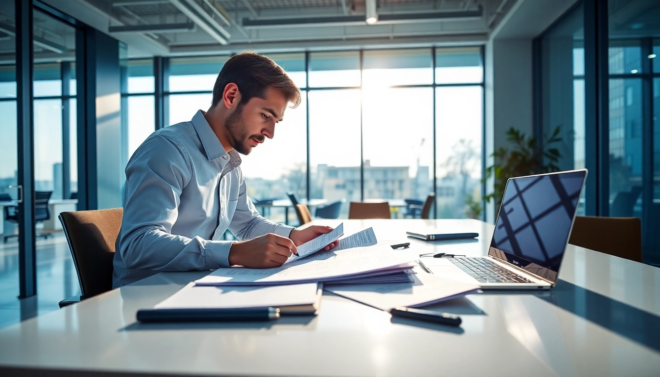 Enhancing Proposal Writing and Management efficiency with a focused professional in a modern office.