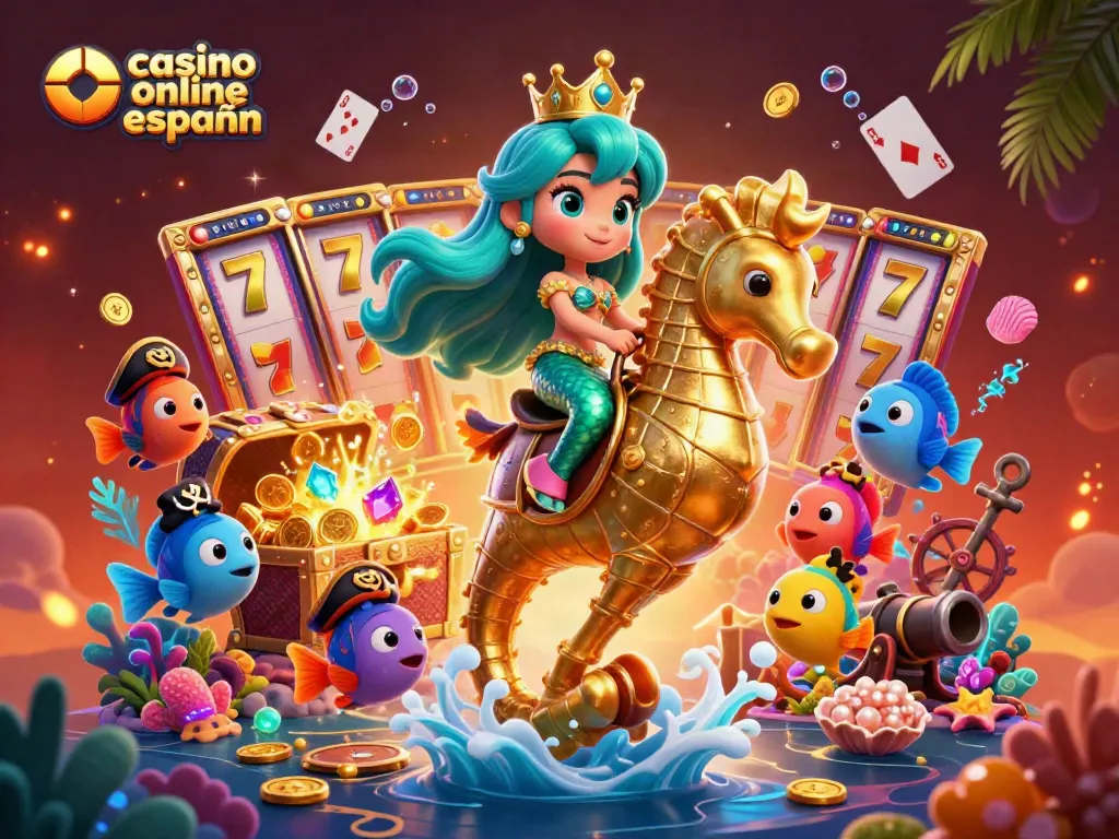 Juega en el casino online español mientras descubres tesoros y aventuras en una escena vibrante de 3D.