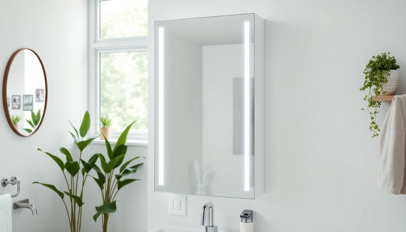 Installieren Sie den eleganten sonni Spiegelschrank mit dekorativen LED-Lichtern im Badezimmer.