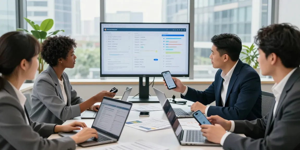 Compare business SIM only deals UK in a modern office setup with professionals evaluating options together