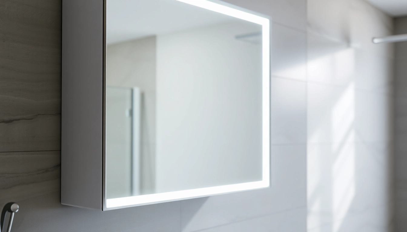 Showcasing a sleek led bathroom mirror Cabinet with integrated lighting and modern design aesthetic.