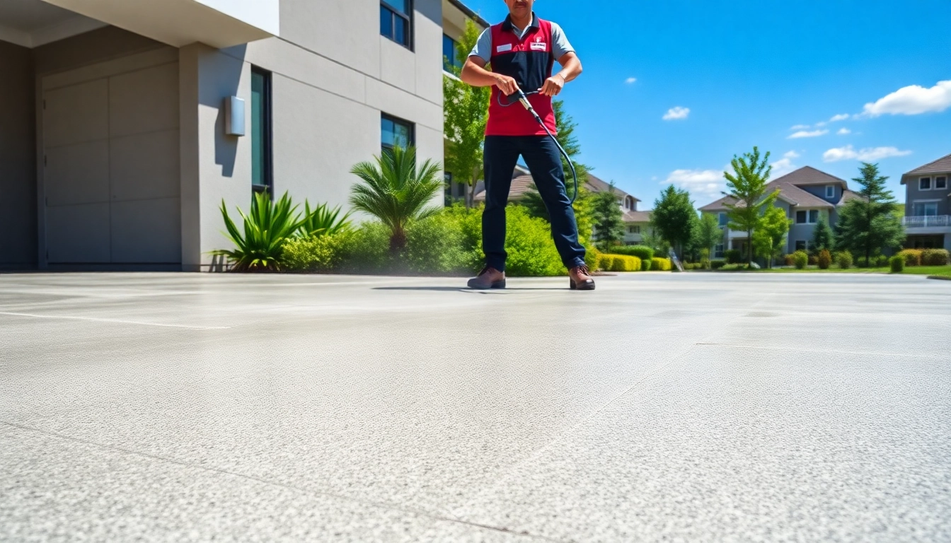 Concrete cleaning showcased with a pristine driveway after professional service, emphasizing quality and reliability.