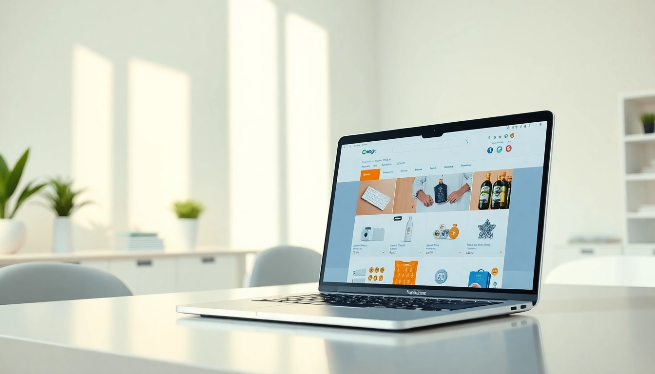 Engaging Multi-Store interface on a sleek laptop in a vibrant workspace inviting creativity.