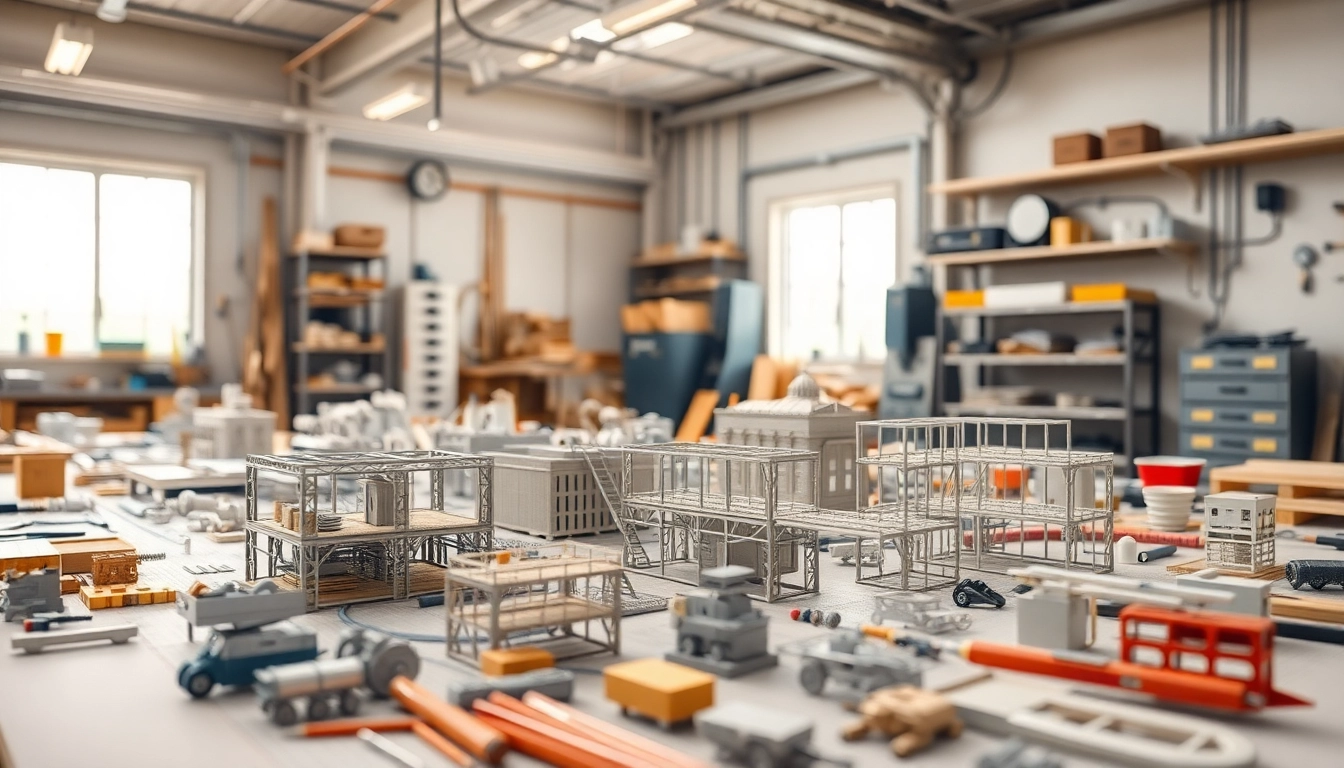 Industriemodellbau zeigt das präzise Arbeiten an Miniaturmodellen in einer professionellen Umgebung.