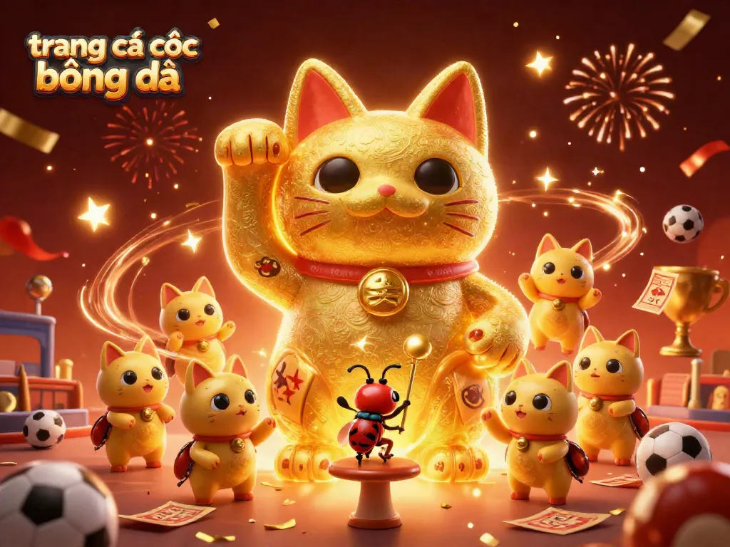 Trang cá cược bóng đá dưới hình ảnh chú mèo may mắn khổng lồ chuẩn bị đặt cược trong trò chơi thể thao.