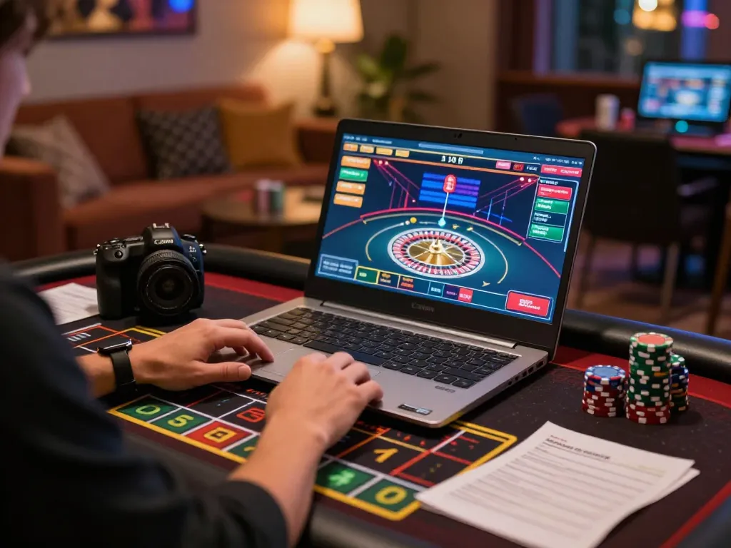 Migliori casino online europei live with a player enjoying live dealer games on a laptop at home.