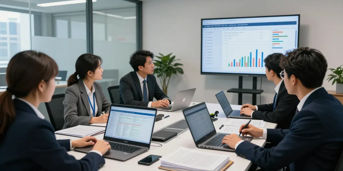 Tim auditor forensik profesional berdiskusi di aafikotabandungb.org tentang analisis data di ruang kantor yang modern.