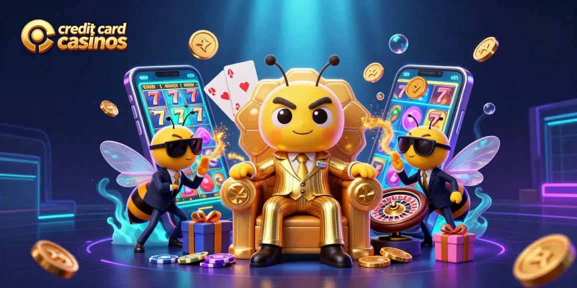 Engage with credit card casinos through a dynamic scene of a bumblebee mob boss in a casino setting.
