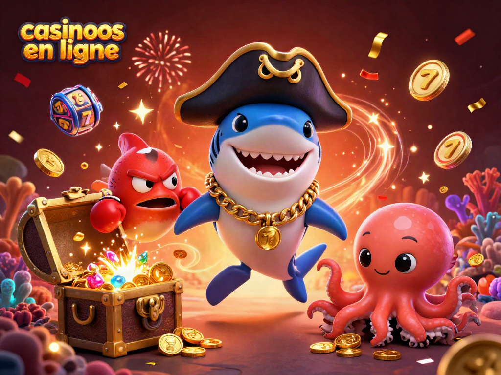 Jouez aux casinos en ligne avec un pirate, un poisson-globe et un pieuvre, riches en trésors.