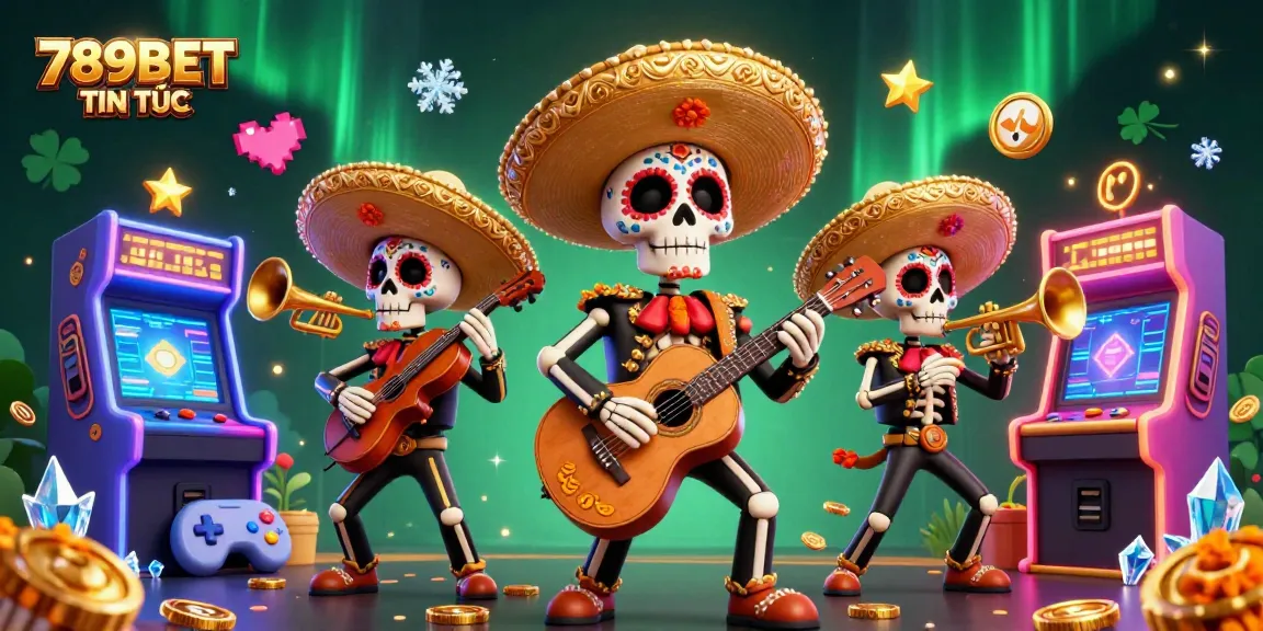 Engage with the colorful 789BET TIN TỨC illustration showcasing a lively mariachi band in a casino setting.