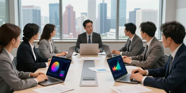 Collaboration scene in a restructuring advisory firm meeting discussing financial strategies.