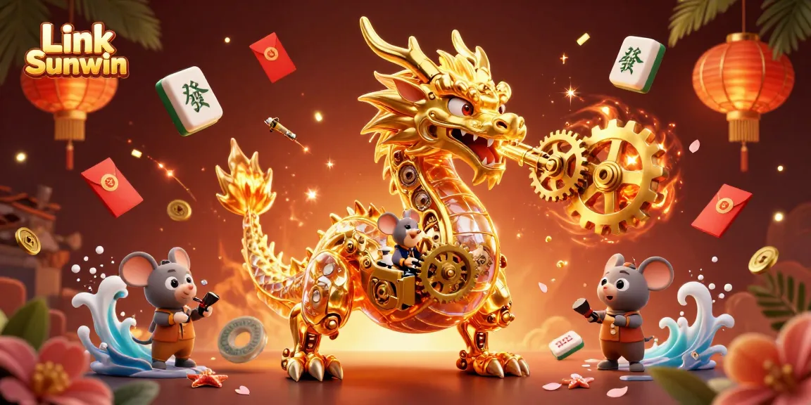Engage with Link Sunwin's vibrant gaming world through a fantastical 3D illustration showcasing action and excitement.