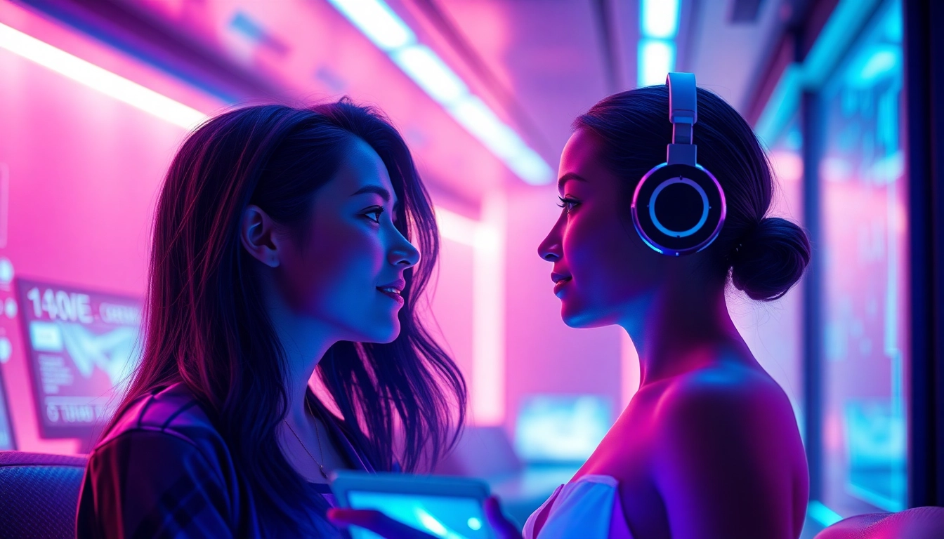 Engaging sexting AI chat between user and character in a futuristic setting
