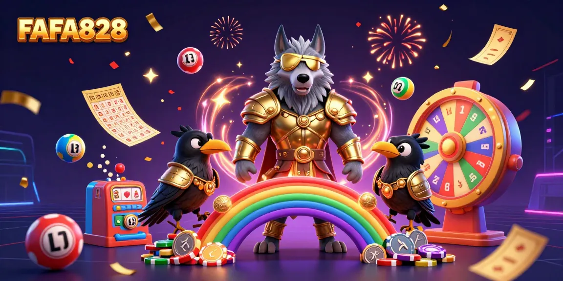 Experience FAFA828 magic with Odin and ravens amidst a vibrant casino scene.