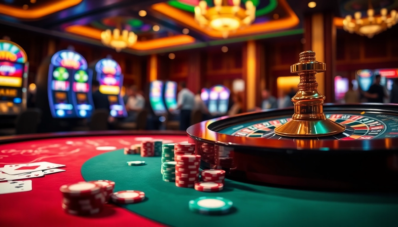 Experience the thrill of mm88 at a lavish casino table surrounded by exciting games.
