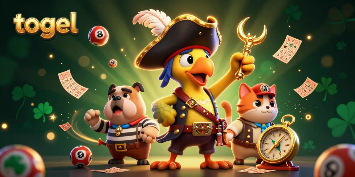 Experience the excitement of togel with dynamic lottery elements and pirate characters in an engaging casino scene.