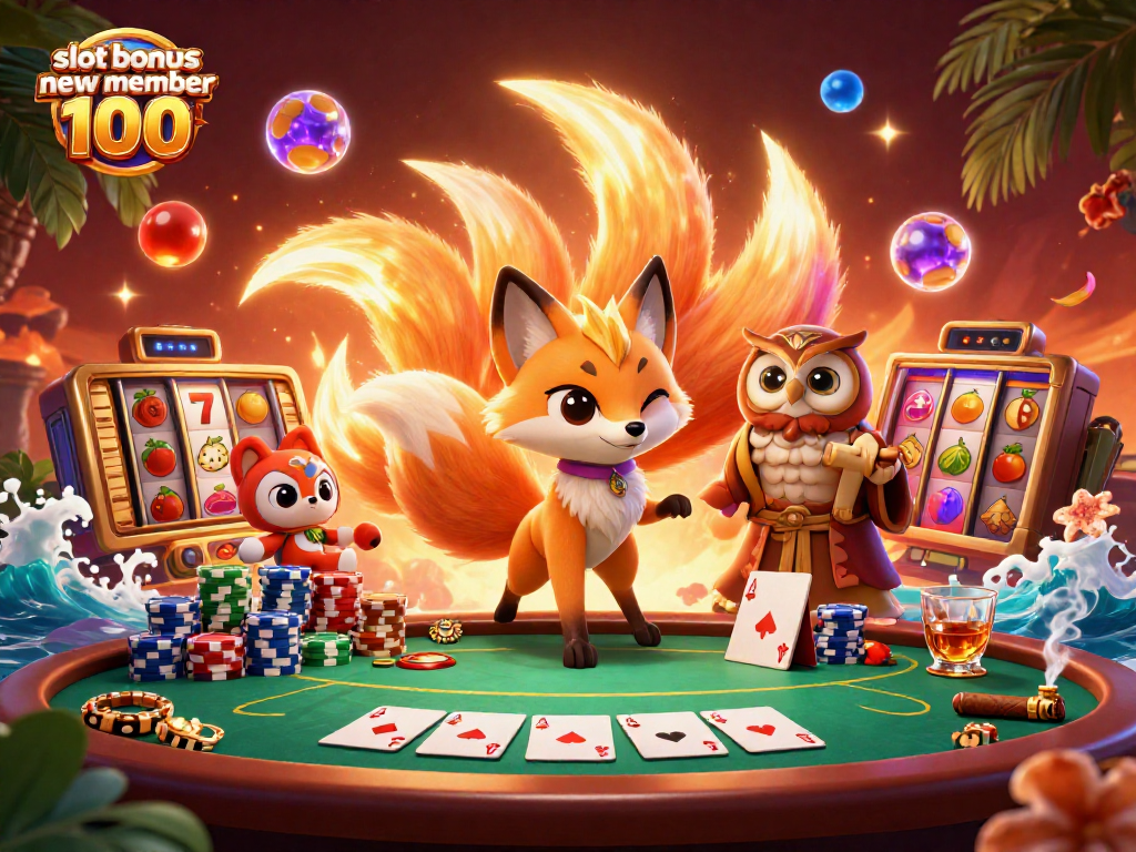 Experience thrilling gameplay with slot bonus new member 100 featuring vibrant characters and colorful slot reels.