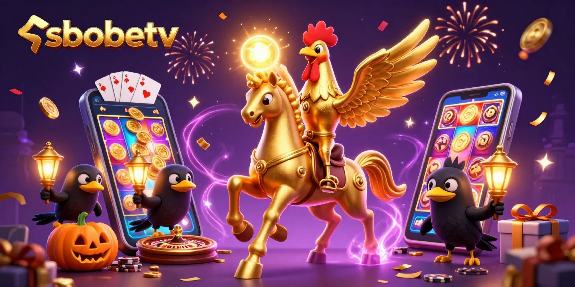 Engage with sbobetv in a magical casino world filled with golden roosters and festive excitement.