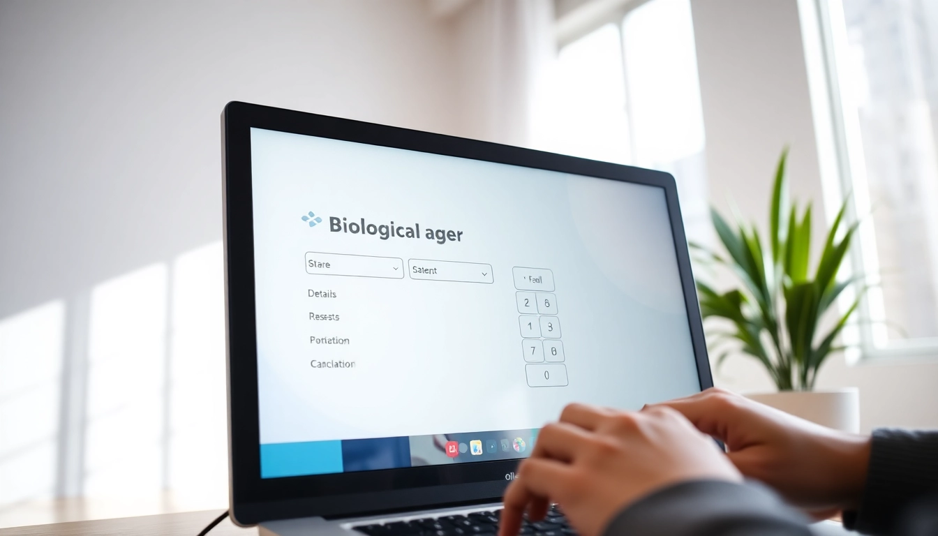 Interactive biological age calculator showcasing user engagement in a modern setting.