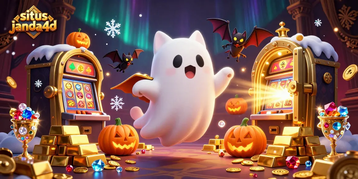 Permainan situs janda4d menampilkan karakter hantu kucing lucu dan hiasan Kasino