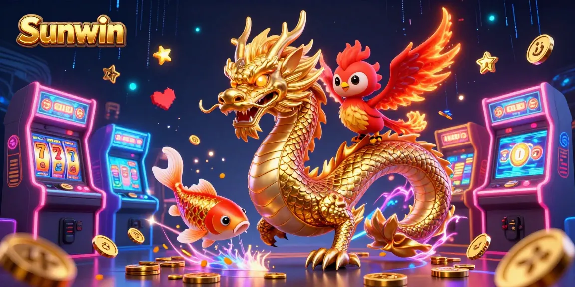 Engage with Sunwin's vibrant casino experience featuring golden dragon, phoenix, and koi fish.
