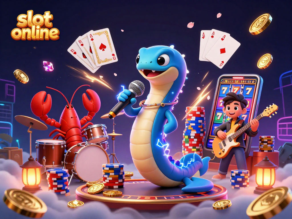 Experience thrilling slot online excitement with our vibrant underwater casino scene featuring an electric eel DJ.