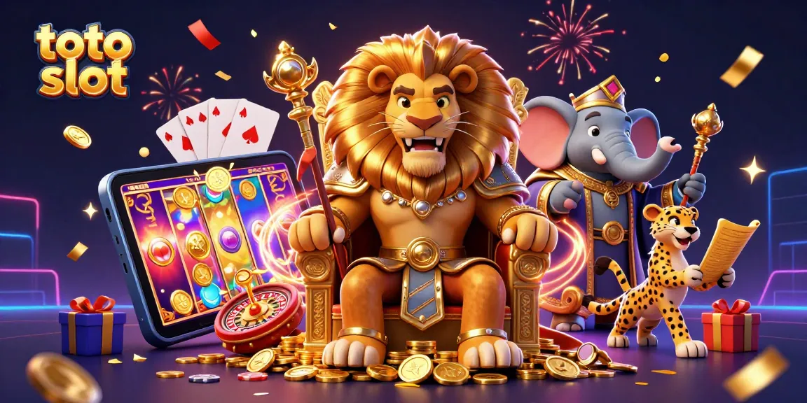 Engage with thrilling toto slot adventures featuring a lion king, elephant advisor, and cheetah messenger.
