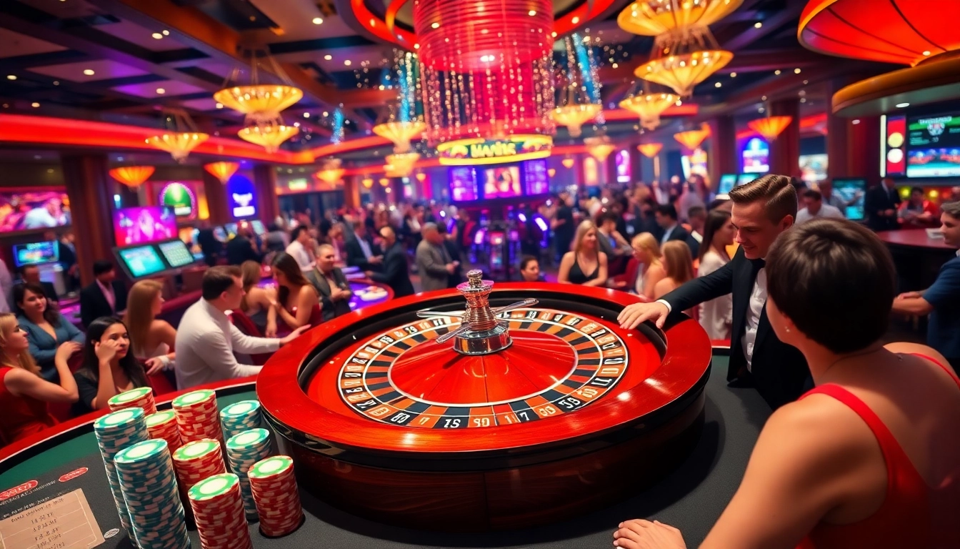 Main scene of Planet77 Alternatif with excited players at a roulette table, showcasing lively atmosphere.