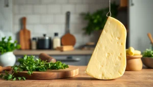 Kaasdoek stylishly displayed on a wooden countertop in a welcoming kitchen setting.