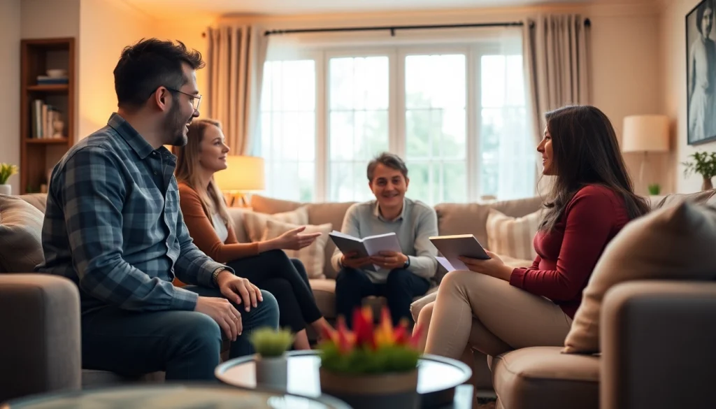 Discussing Life insurance options in a cozy family setting.