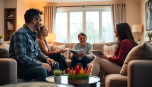 Discussing Life insurance options in a cozy family setting.